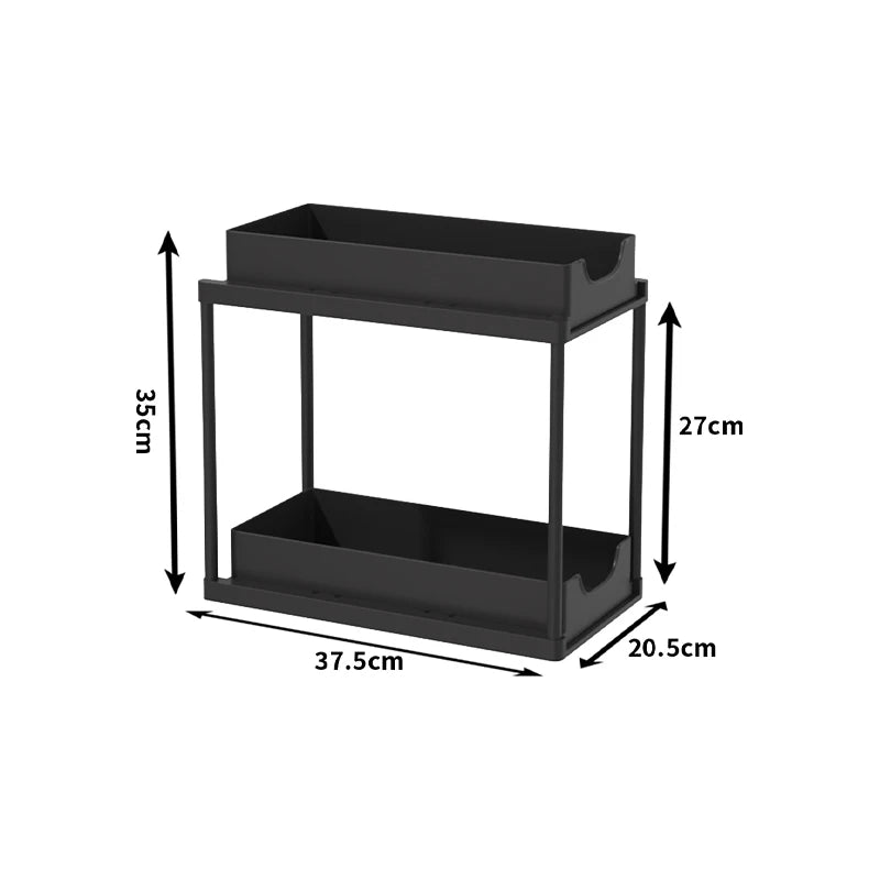 New 2 Tier Under Sink Organizer, Pull Out Sliding Rack, Multi-Function Shelf for Kitchen Bathroom,Space Saving Cabinet Organizer