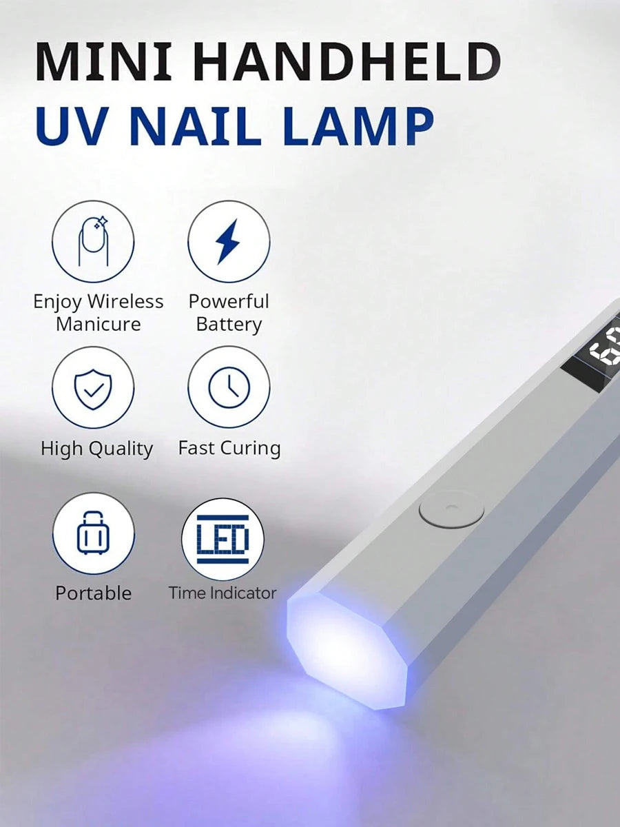 Handheld UV Light for Gel Nails Portable UV Nail Lamp Rechargeable LED Nail Lamp for Nails Art Desk Stand