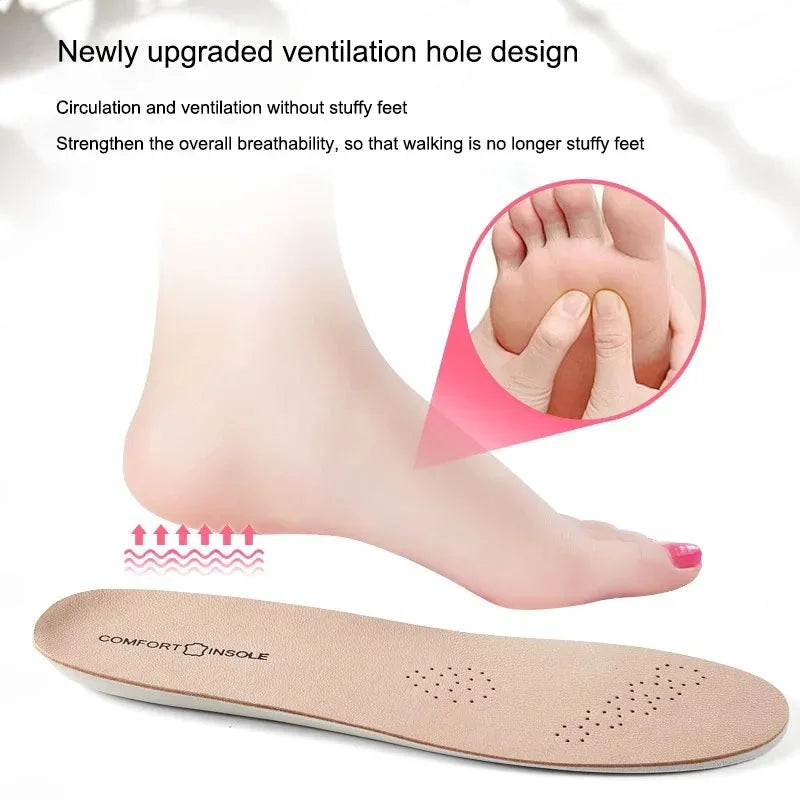 Leather Latex Sports Insole Cowhide Arch Support Shoe Pads Shock Absorbing Plantar Fasciitis Inserts for Shoes