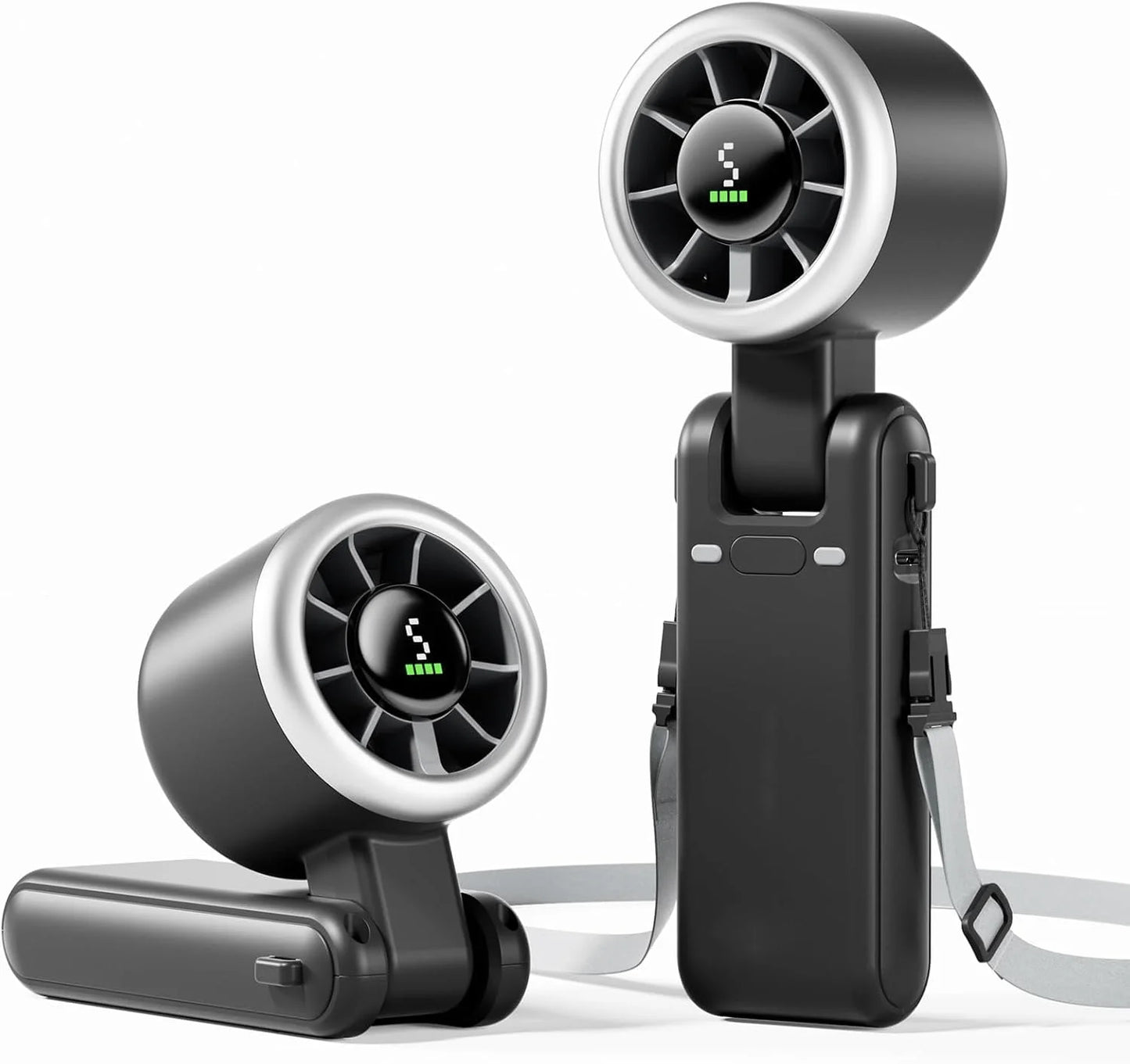 Mini High-speed Handheld Fan Usb Charging Digital Display Portable Desktop Folding Hanging Camping Violent Turbo Fan