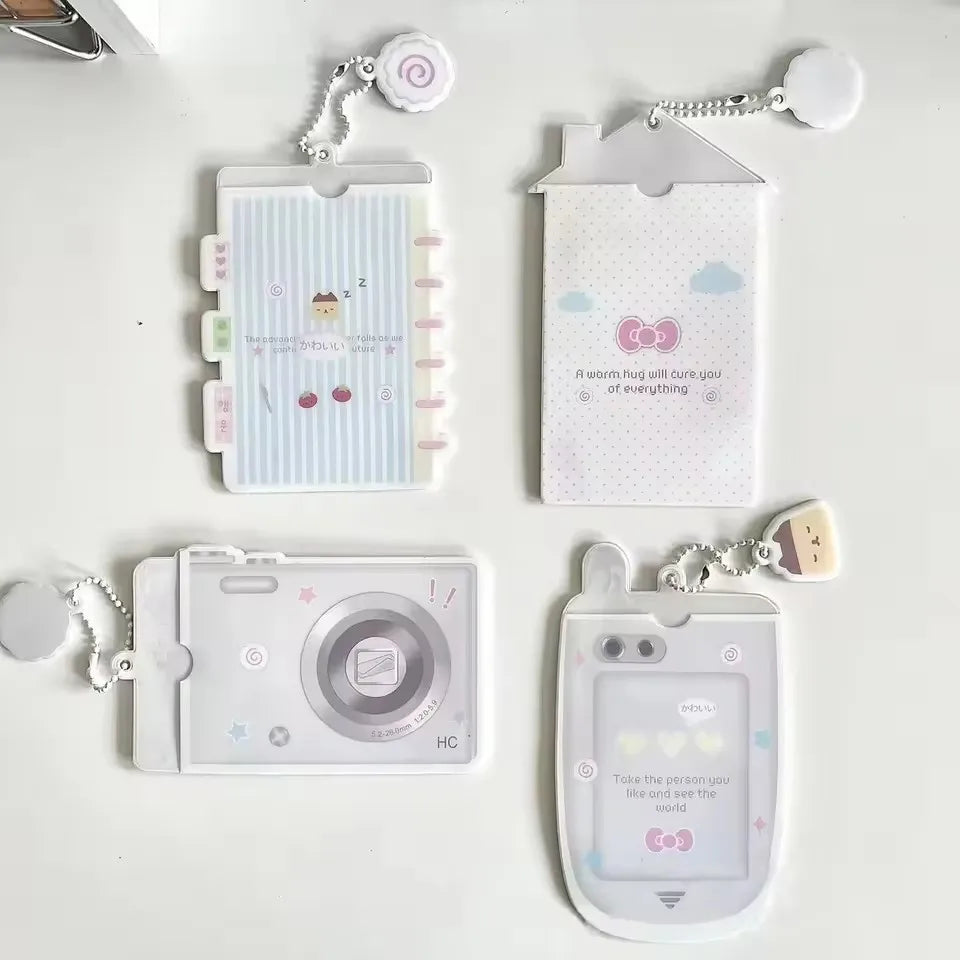 Cartoon Photocard Holder Camera Mobile Phone Shaped Idol Photocard Binder 3Inch Photo Storage Case Protection Cover Keychain