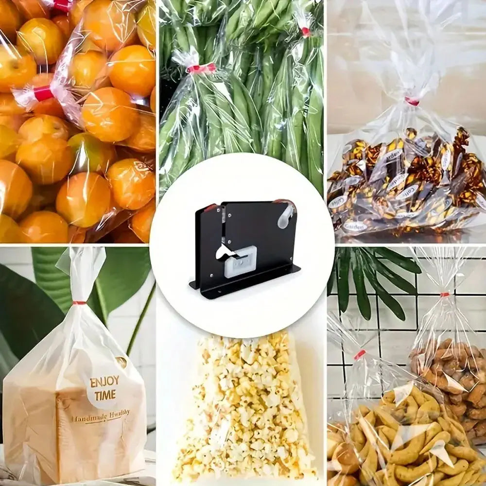 1-pack black metal tape cutter - comes with 6 rolls of tape, suitable for quick sealing of fruit and vegetable packaging.