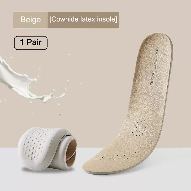Leather Latex Sports Insole Cowhide Arch Support Shoe Pads Shock Absorbing Plantar Fasciitis Inserts for Shoes