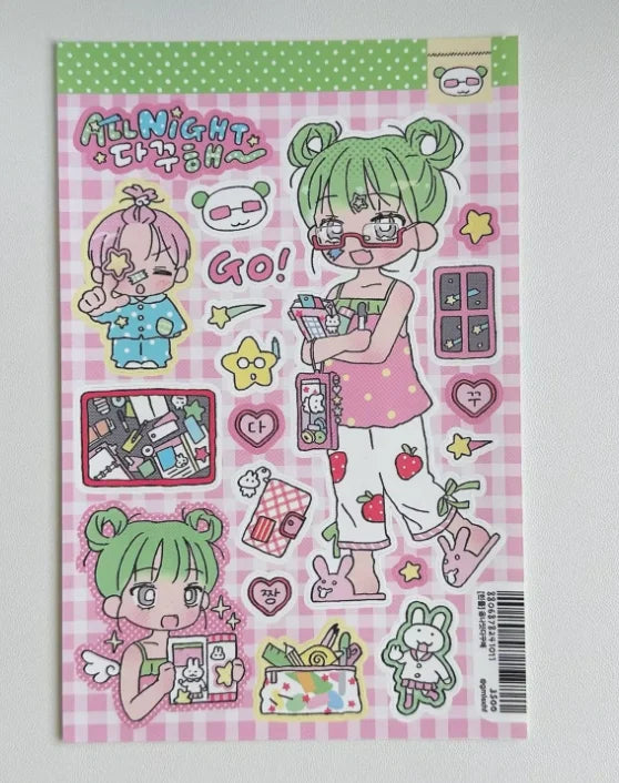 Cute Korean Stickers Cute Girl Cartoon Character Stickers Hand Account Planner Diary Scrapbook Stationery DIY Decorative Sticker