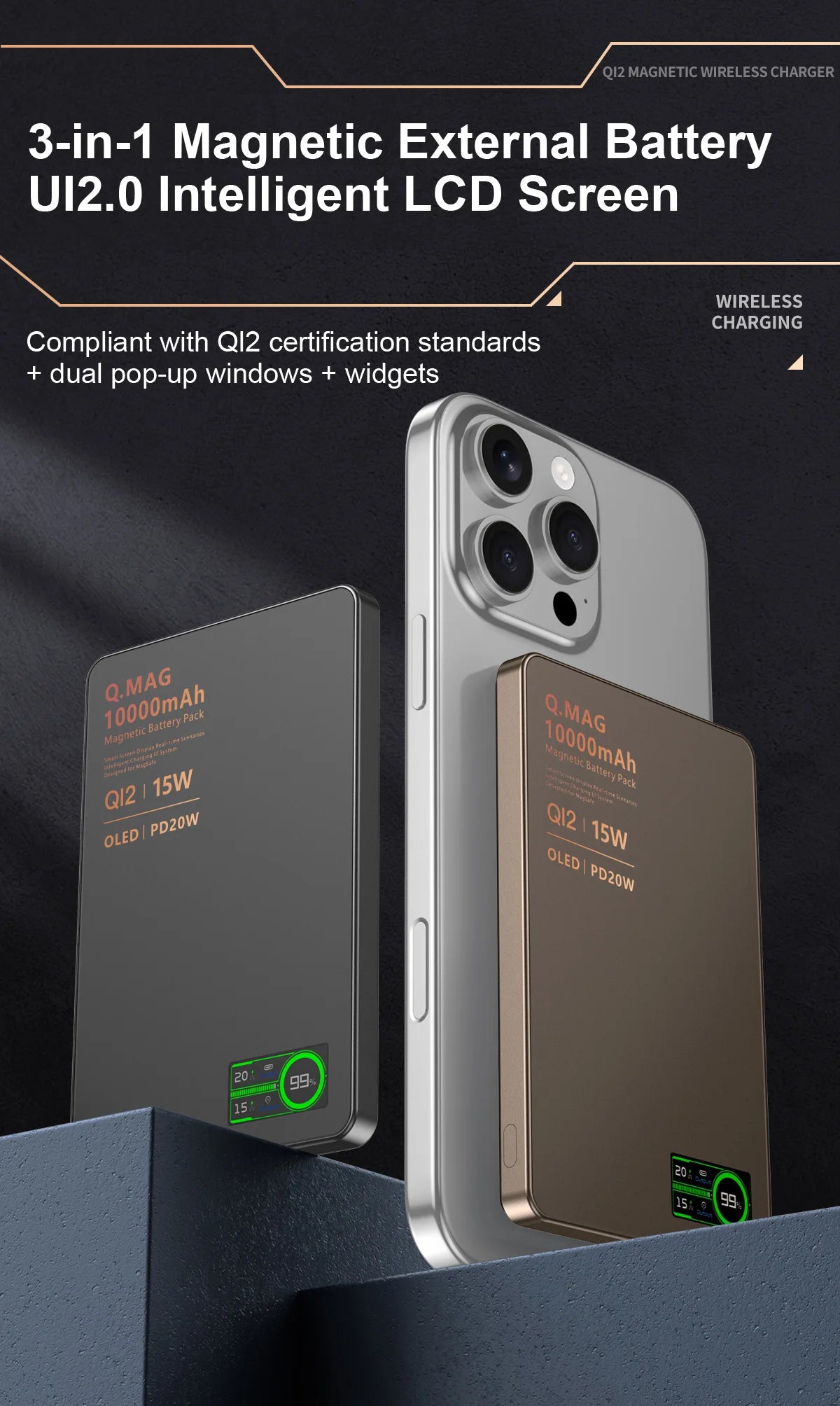 QI 2.1 Magnetic Powerbank Wireless Fast Charing Spare Portable External Battery for iPhone 12-17 Pro Watch Airpods 5000/10000mAh