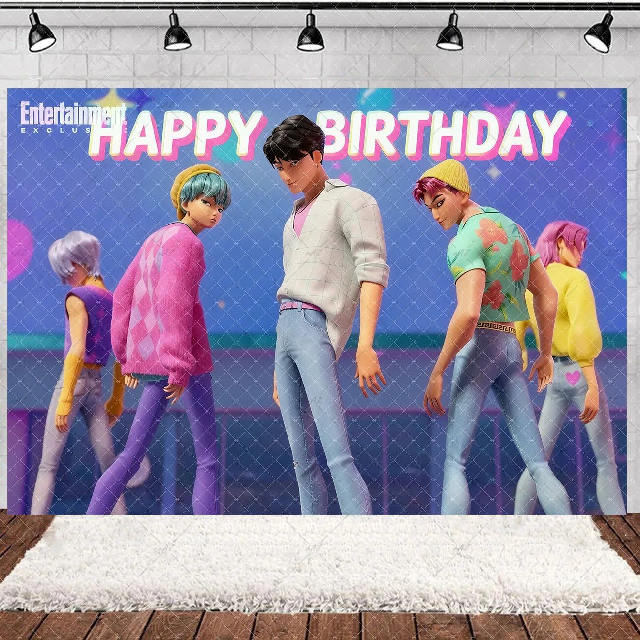Hot KPop Girl Demon Hunters Backdrop Popular Anime Adult Children's Birthday Party Decorations Baby Shower Supplies Photo Props