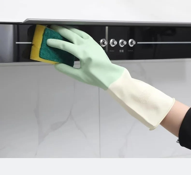 4pcs Waterproof Housework Cleaning Gloves Kitchen Cleaning Latex Laundry Dishwashing Gloves Wear Resistant Rubber Work Gloves