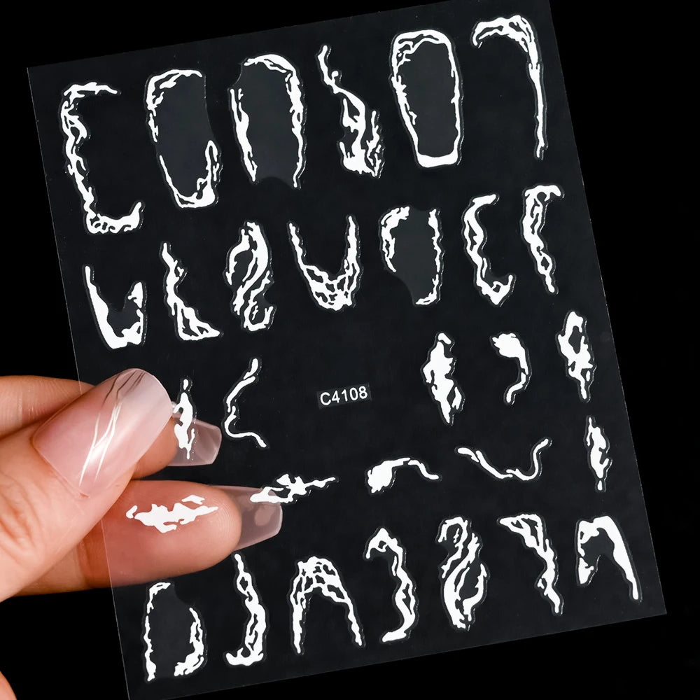 5D Gold Marble Texture Bronzing Nail Art Sticker 5 Colors Irregular Marble Pattern Nail Decals Simple Line Design Nail Accessori