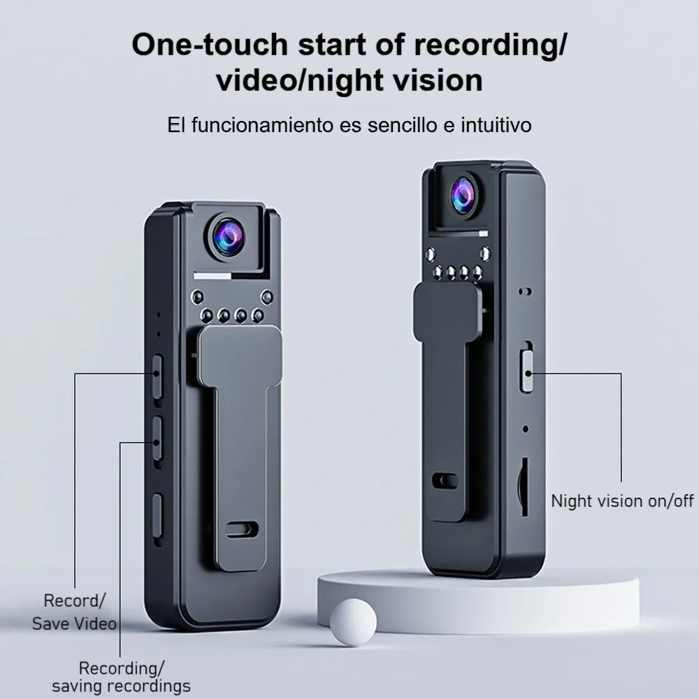 1080P Mini Body Camera 180° Rotatable Lens Body Mounted Camera Small Portable IR Night Vision Police Body Camera for Bike