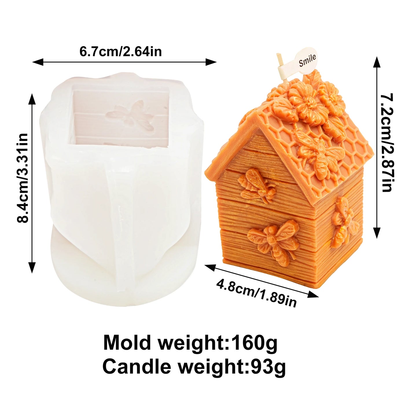 3D Honeycomb Silicone Mold Creative DIY Candle Making Tool Home Decor Handmade Gift Idea for House-shaped Wax Candles