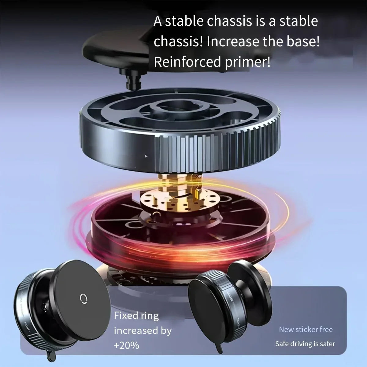 utton Exhaust Vacuum Magnetic car Phone Holder - Portable, Easy to Use Strong Suction Foldable & Stretchable Dual-Sided Adhesion
