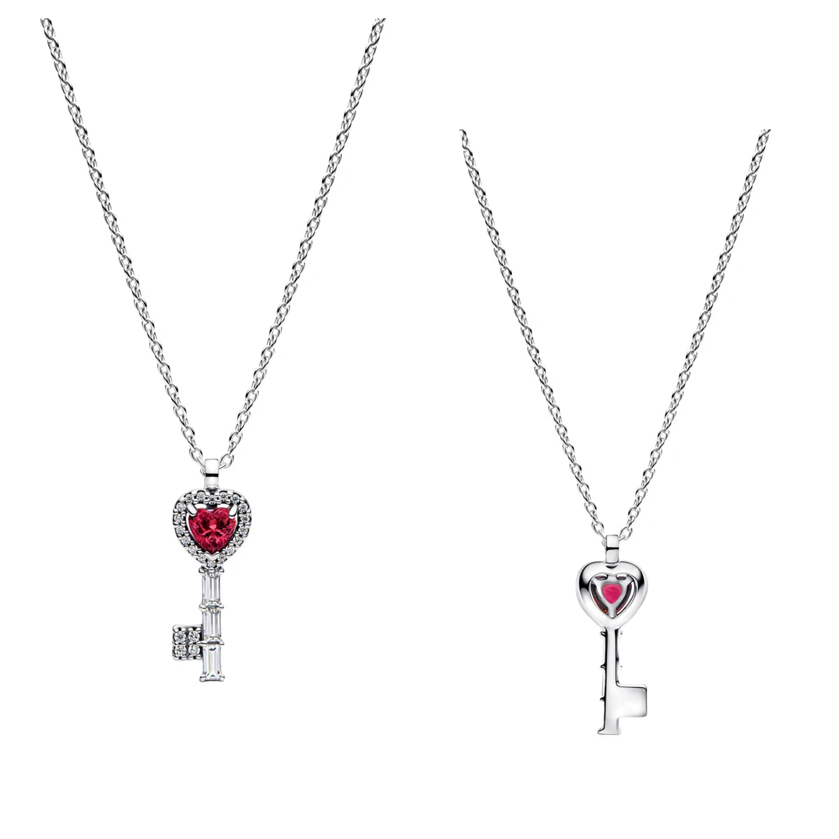 New Original 925 Sterling Silver Butterfly Necklace Star Moon Heart Key Lock Chain Link for Women Jewelry Valentine's Day Gift
