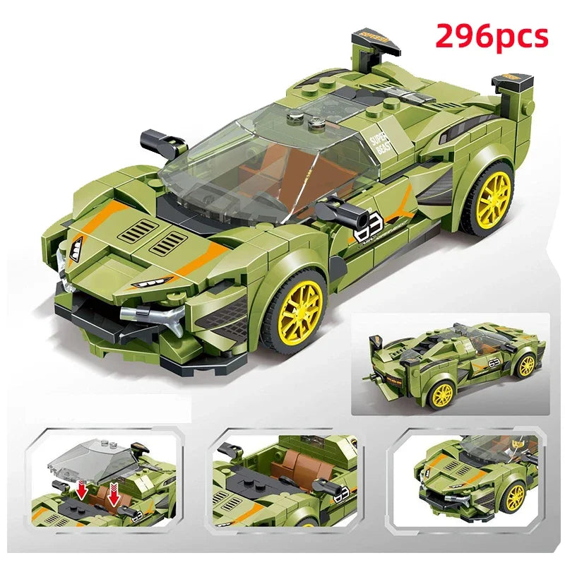 City Technical Vehicle Speed  Racing Car Building Blocks Courses Rennen гонки Carreras Moc DIY Model Brick Toys