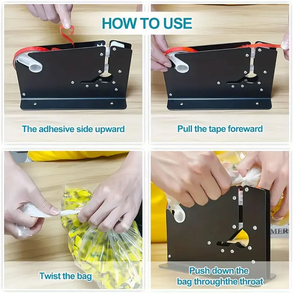 1-pack black metal tape cutter - comes with 6 rolls of tape, suitable for quick sealing of fruit and vegetable packaging.