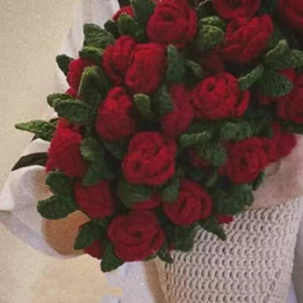 Creative Crochet Rose Bouquet Blanket Fashion Finished Rose Nap Blanket Soft Flower Hugging Blanket Valentine's Day Blanket