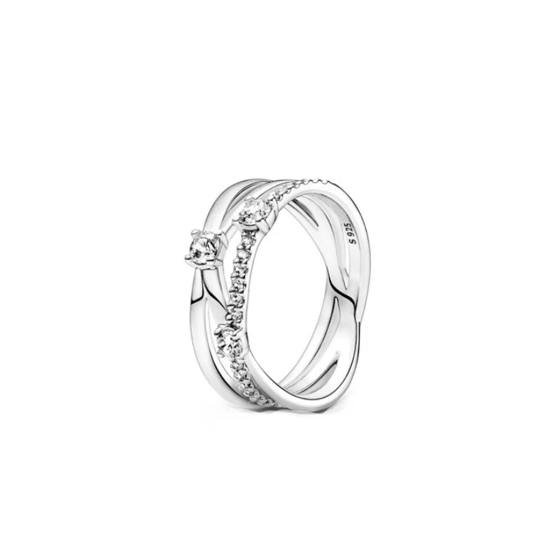 Hot Sale 925 Sterling Silver Red Pink Blue Green Heart Stone Snowflake Daisy Ring Trinkets Rings Wedding Fashion  Jewelry Women