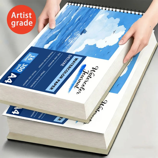 16 Sheets A4 Spiral-bound Watercolor Pad, 300gsm Rough Texture Acid-Free Paper for Artists & Hobbyists