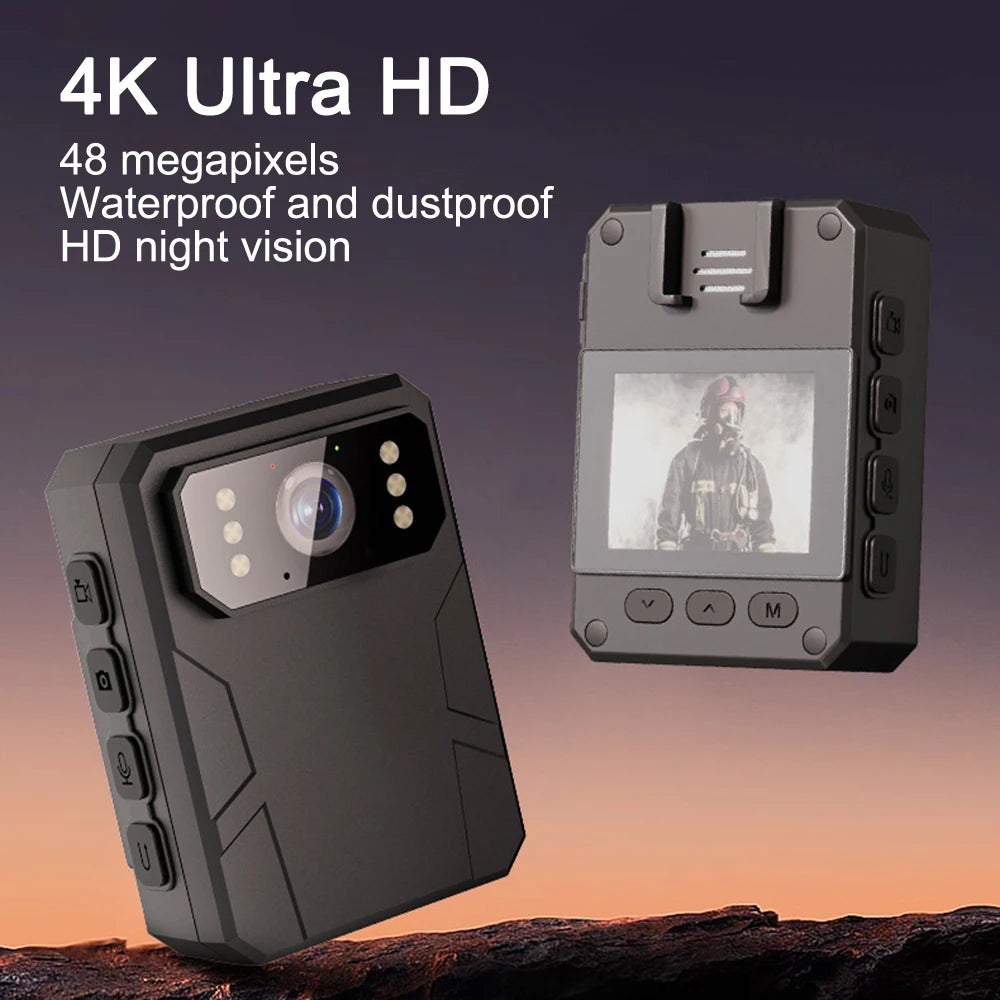 1080P 4K Camera Outdoor Law Enforcement Recorder Mini Camera With High-Definition Screen, High-Definition Black Bodycam