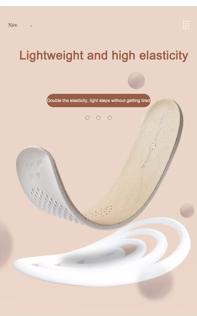 Leather Latex Sports Insole Cowhide Arch Support Shoe Pads Shock Absorbing Plantar Fasciitis Inserts for Shoes