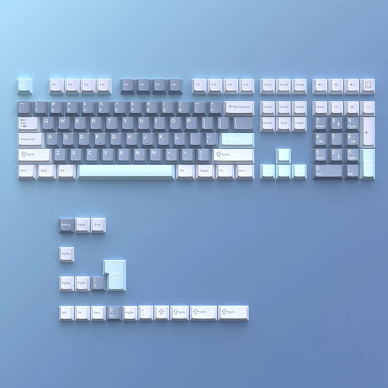 USLION 126 Keys Keycaps Three Color Mix Theme Cherry Profile English PBT Key Caps Set for Mechanical Keyboard