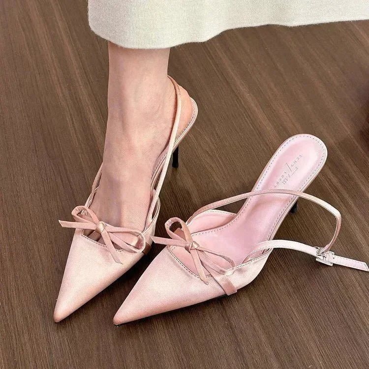 Pointy Single-shoe Women 2025 New Spring Stiletto Sandals French with Skirt Temperament Pink High Heels  Kawaii Shoes