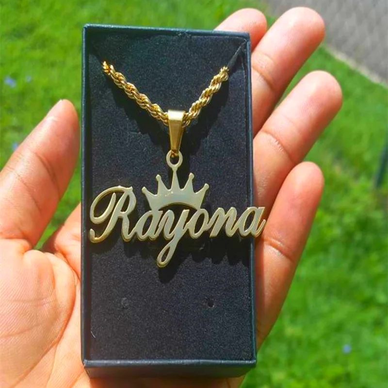 Custom Movable Big Name Pendant Necklace Stainless Steel Cuban Chain Nameplate Personalized Necklace For Women Fashion Jewelry