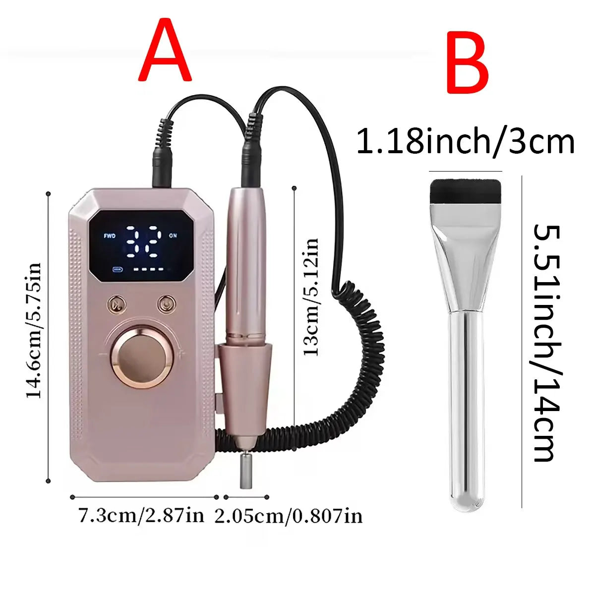 1 Set of Manicure and Pedicure Polishing and Shaping Tools, Electric Nail Grinder Set with USB Rechargeable Battery - 32 Adjusta