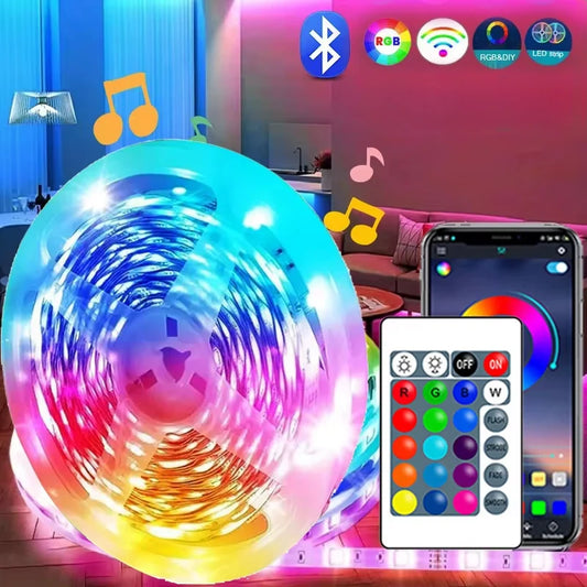 1M-30M USB LED Strip Lights Multicolor Bluetooth Control With 24Key Remote Music Sync Flexible Lamp for Home Party Decoration