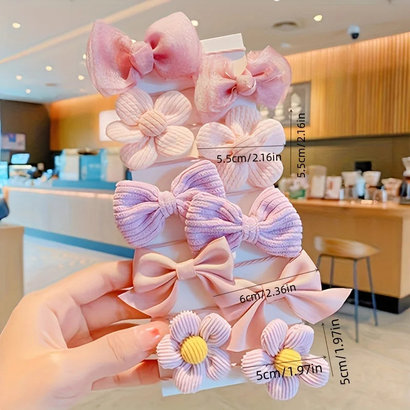 10 adorable and sweet-style bow flower designs, with strong elasticity, non-damaging to hair, suitable for ponytails