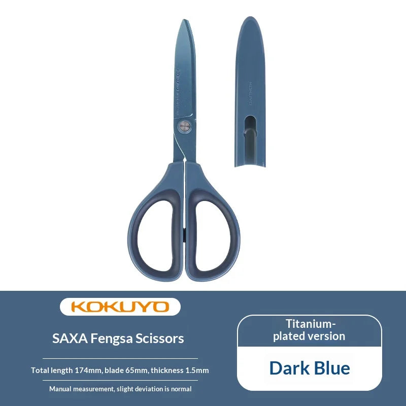 Japan KOKUYO SAXA Safety Scissors,Portable Titanium Coated Non-stick Blunt Tip Multi-Purpose Scissors for Home,Kids Craft&Office