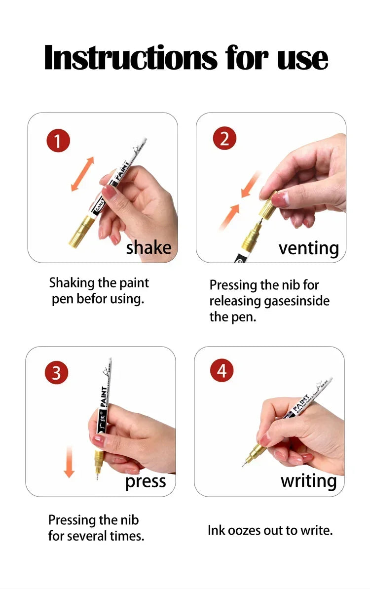 4pcs Oil Based White Black Permanent Paint Markers Pens 0.7mm Extra Fine Waterproof, for Rock Painting, Wood, Metal, Canvas