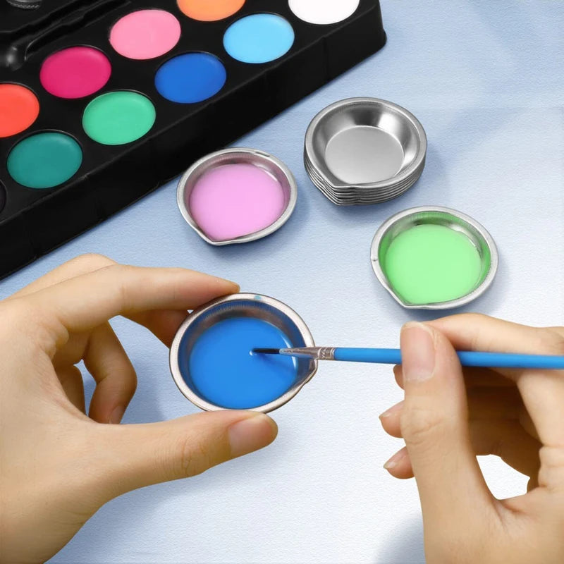 1/5/10Pcs Stainless Steel Painting Color Bowls Oil Paint Trays Paint Color Mixing Cups Color Mixer Children DIY Painting Tools