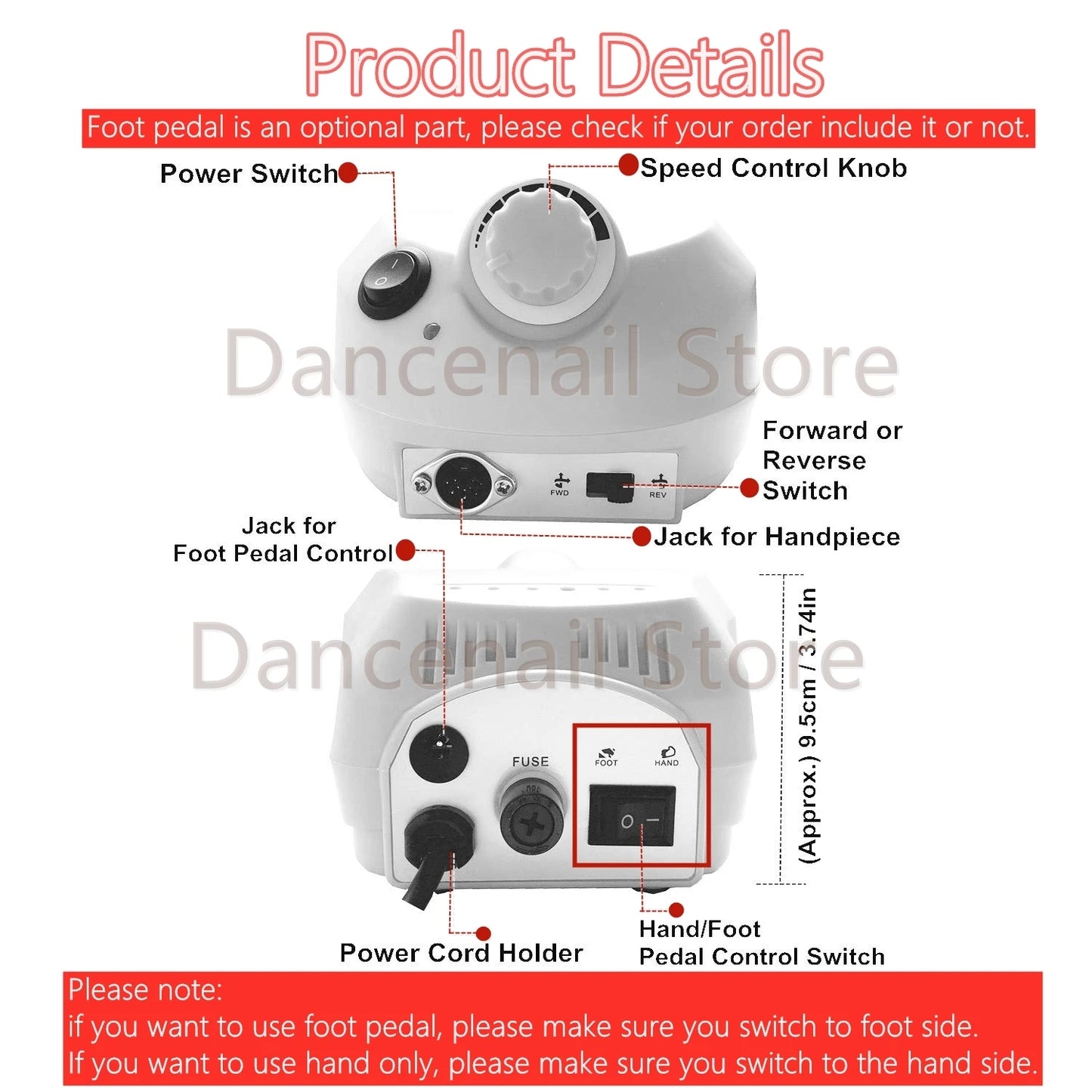 Nail Drill Professional Electric 30000RPM Home Salon Polishing Manicure Pedicure Remove Dremel Buffer