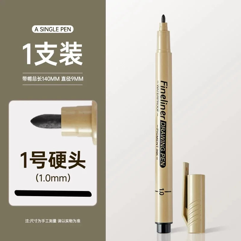 1pcs Black Fineliner Micron Pen 005-3.0mm Waterproof Pigment Ink for Manga Sketching Technical Drawing