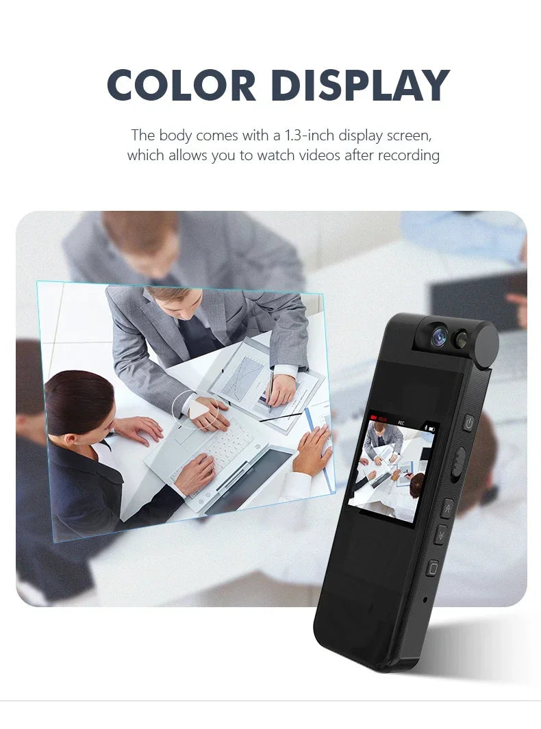 Mini Camera 1080P 2K HD Body Cam Portable Small Digital Video Recorder Police Night Vision Miniature Camcorder 1.3 Inch Bodycam