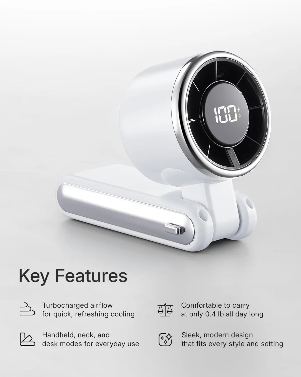 Mini High-speed Handheld Fan Usb Charging Digital Display Portable Desktop Folding Hanging Camping Violent Turbo Fan
