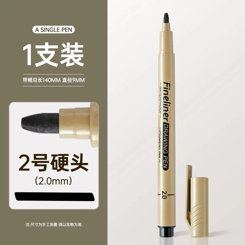 1pcs Black Fineliner Micron Pen 005-3.0mm Waterproof Pigment Ink for Manga Sketching Technical Drawing