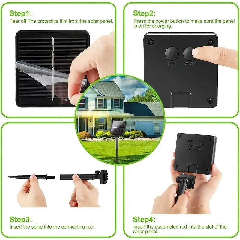 Solar Light String - 1 Set Outdoor Waterproof 8-Mode Copper Wire Fairy Lights for Garden & Christmas