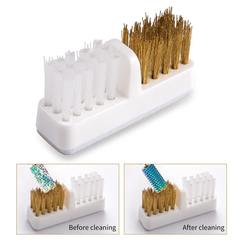 Electric Nail Drill Bits Cleaning Brush with Dustproof Box Portable Manicure Cutter Cleanser Copper Wire Brush Clean Tools