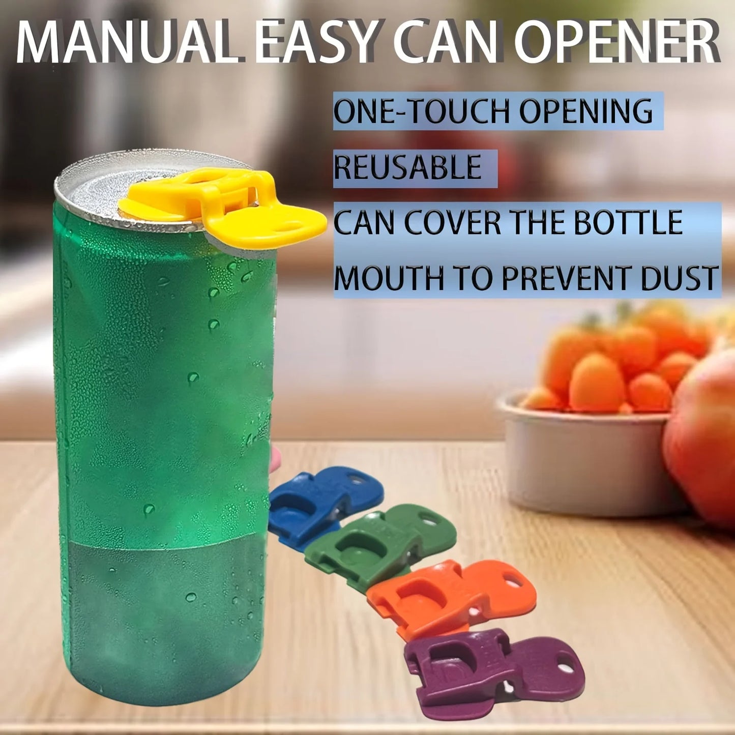 6/12/18pcs Color Beverage Can Opener With Protective Cover Plastic Tab Can Openers Reusable Easy Can Opener Kitchen Tool