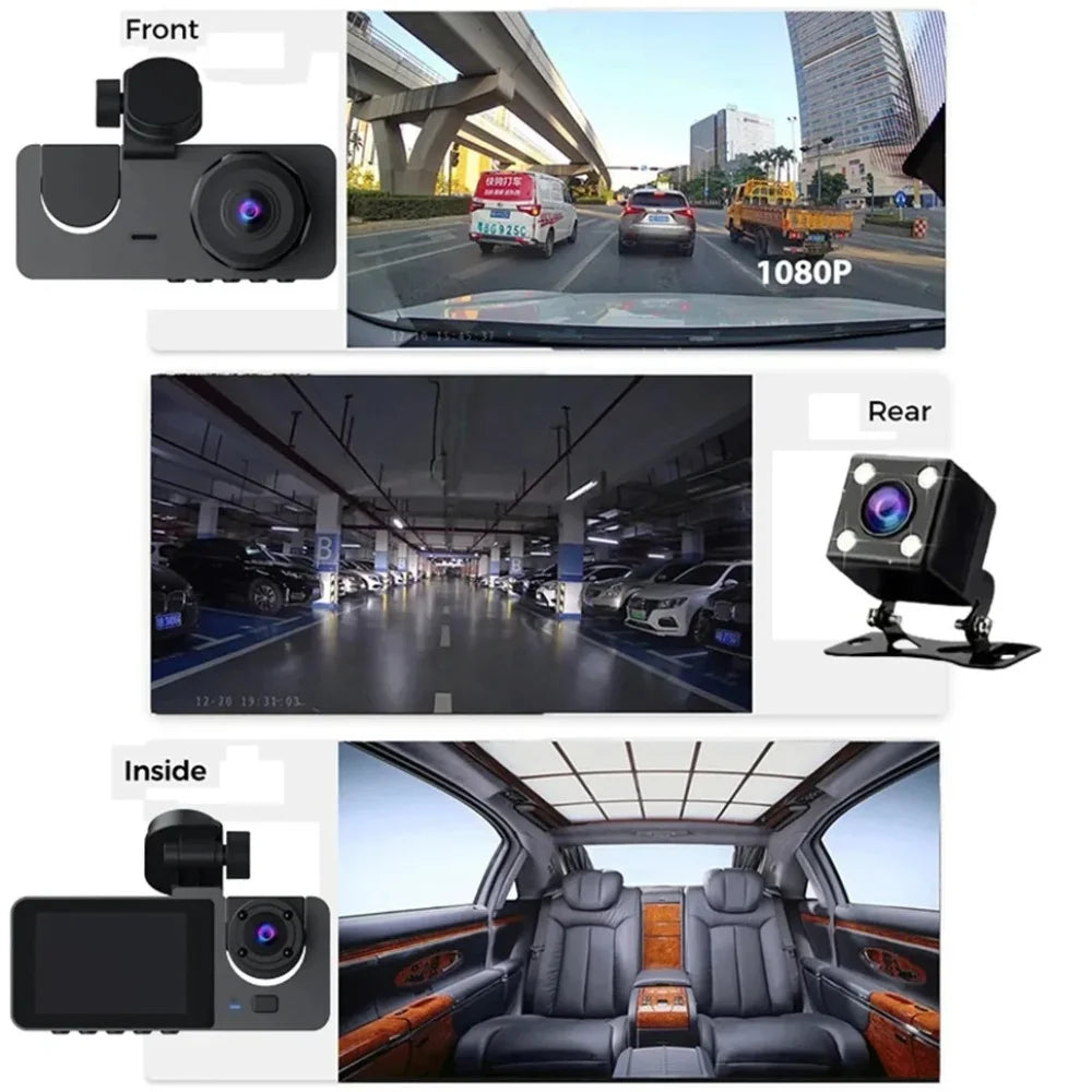 Dash Cam for Cars Camera Full HD 1080P Video Recorder Dashcam DVR Black Box Dual Lens DVR with Rear View Camera for Vehicle