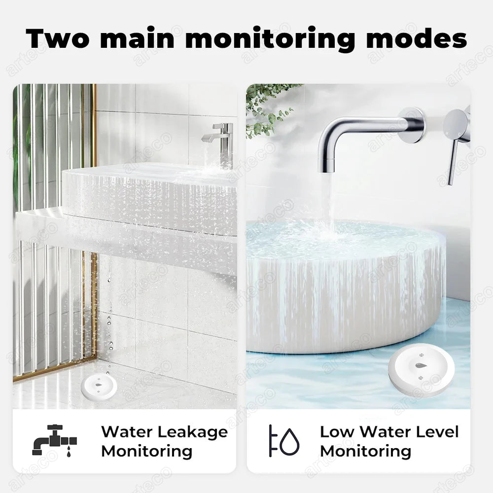 4Pcs ZigBee Water Leak Sensor Flood Water Detector Leakage Alarm For Kitchen/Bathroom Tuya Smart App Control Support Zigbee2MQTT