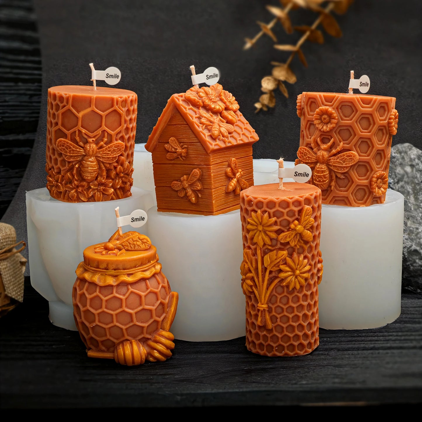 3D Honeycomb Silicone Mold Creative DIY Candle Making Tool Home Decor Handmade Gift Idea for House-shaped Wax Candles