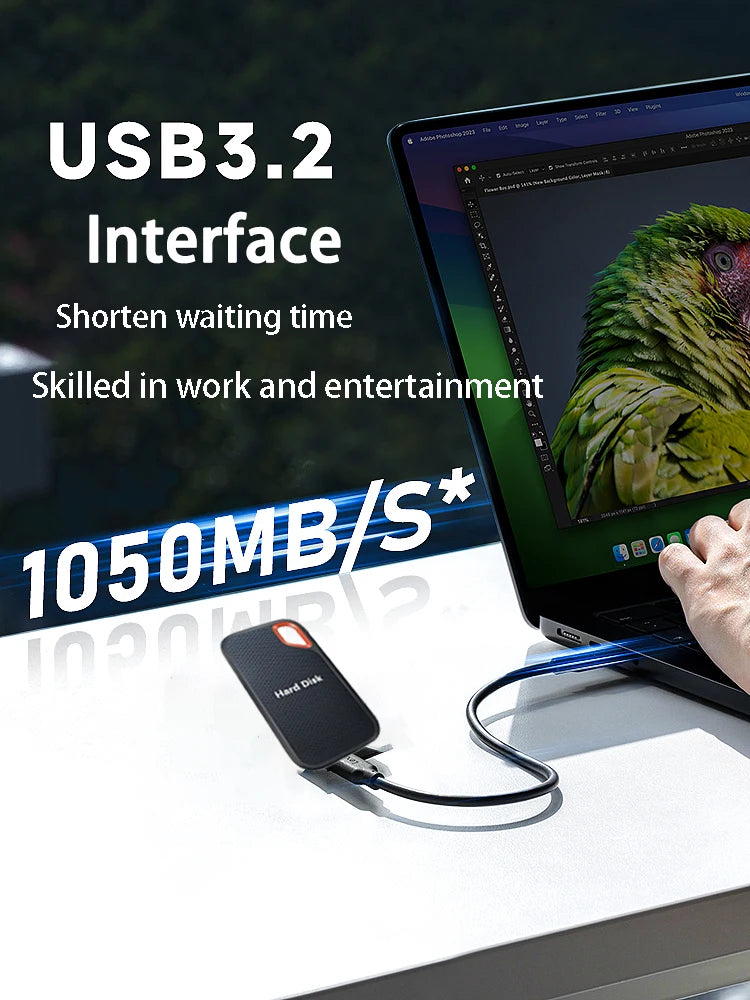External Hard Drive 1TB Portable SSD High-speed Solid State Drive 128TB Large Capacity Hard Disk Storage Device for Laptops/Mac