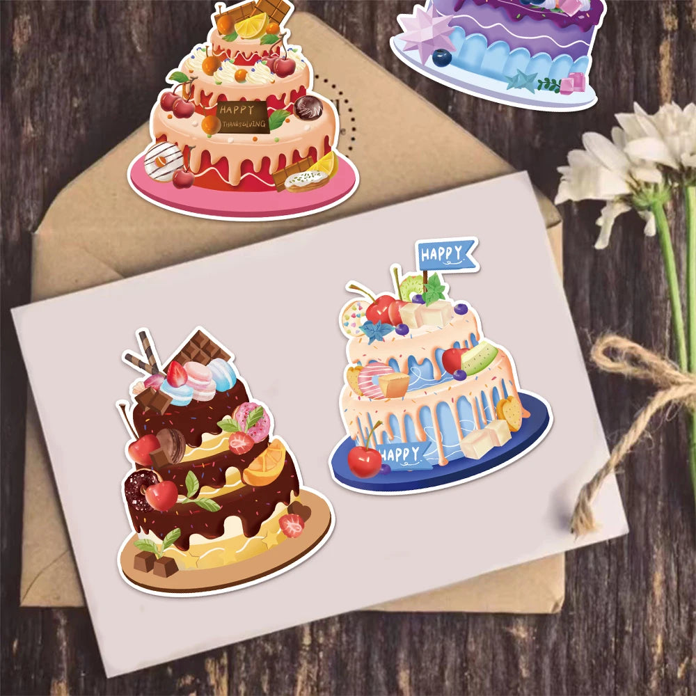 8PCS Creative New Cake Wishes Come True Puzzle Stickers Assembly Puzzle DIY Cartoon Stickers Puzzle 2026 Stationery Food Sticker