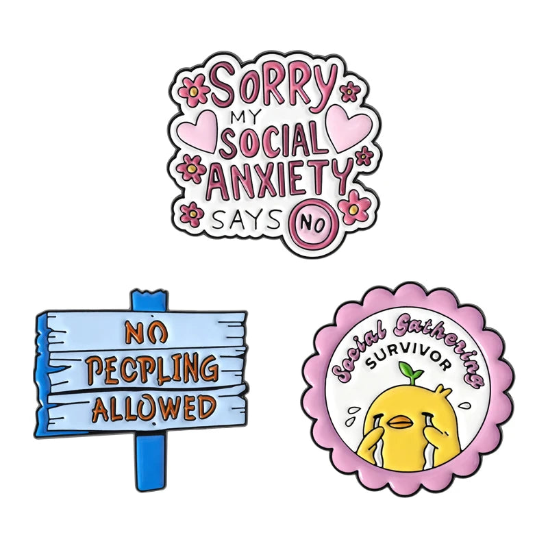 3-7pcs/sets Cartoon Anime Middle Finger Rude Cat Enamel Pins Low Battery Daisy Flower Brooches Backpack Lapel Badge Jewelry Gift