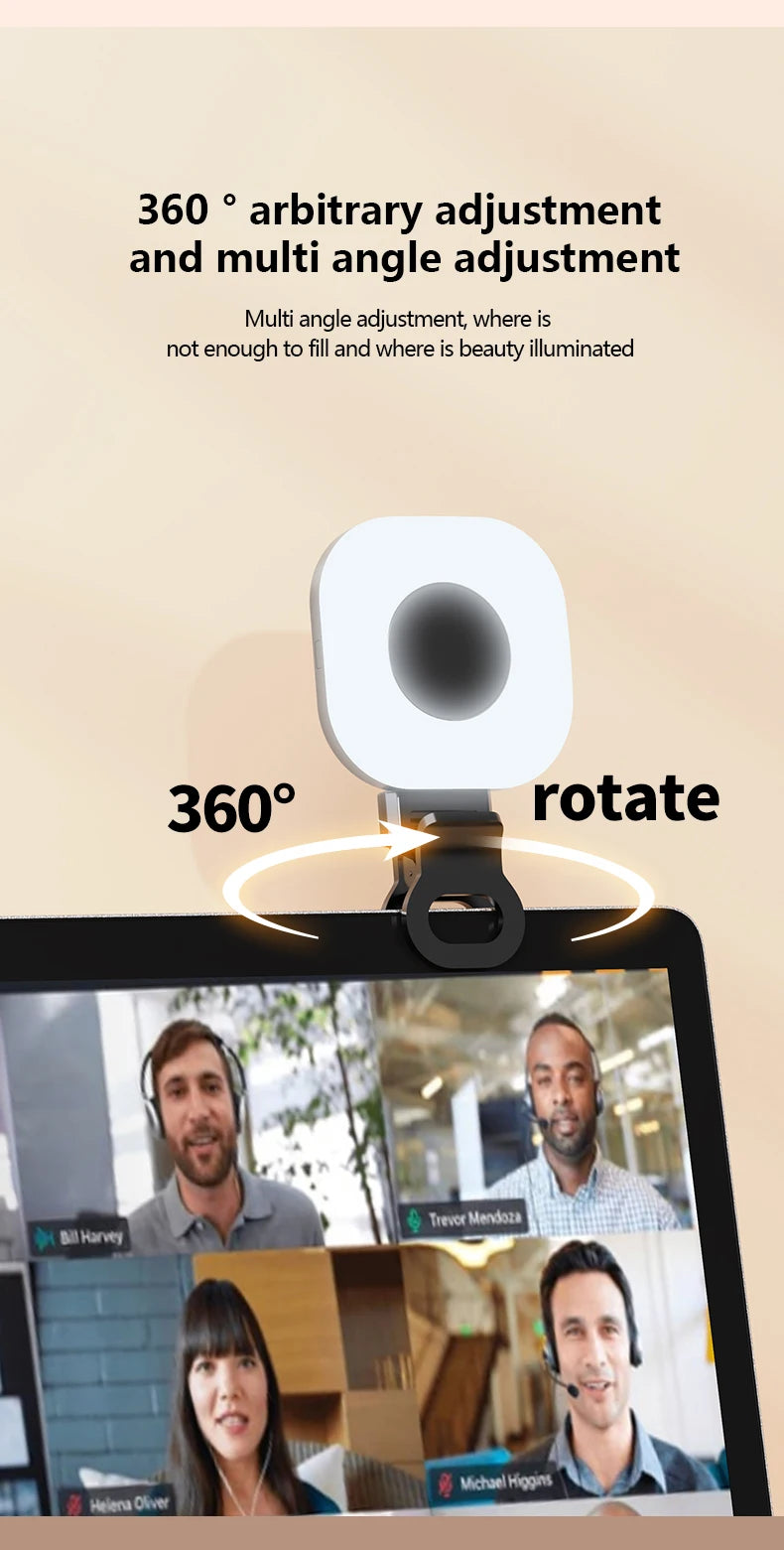 Mini LED Smartphone Selfie Fill Light 3 Modes With Adjustable Brightness Clip Portable Video Light For Tiktok Camera Mobile IPad