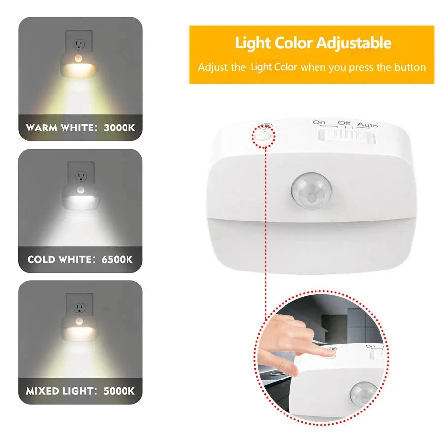 LED Night Light EU US Plug In Smart Motion Sensor Light 220V Wall Lamp For Home Aisle Hallway Stair Kitchen Bedroom Night Lamp