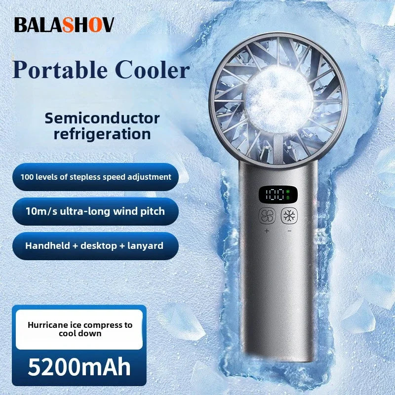 Ice compress high-speed cooling fan handheld fans USB Rechargeable portable mini fan Folding style for Travel,Camping,Outdoor