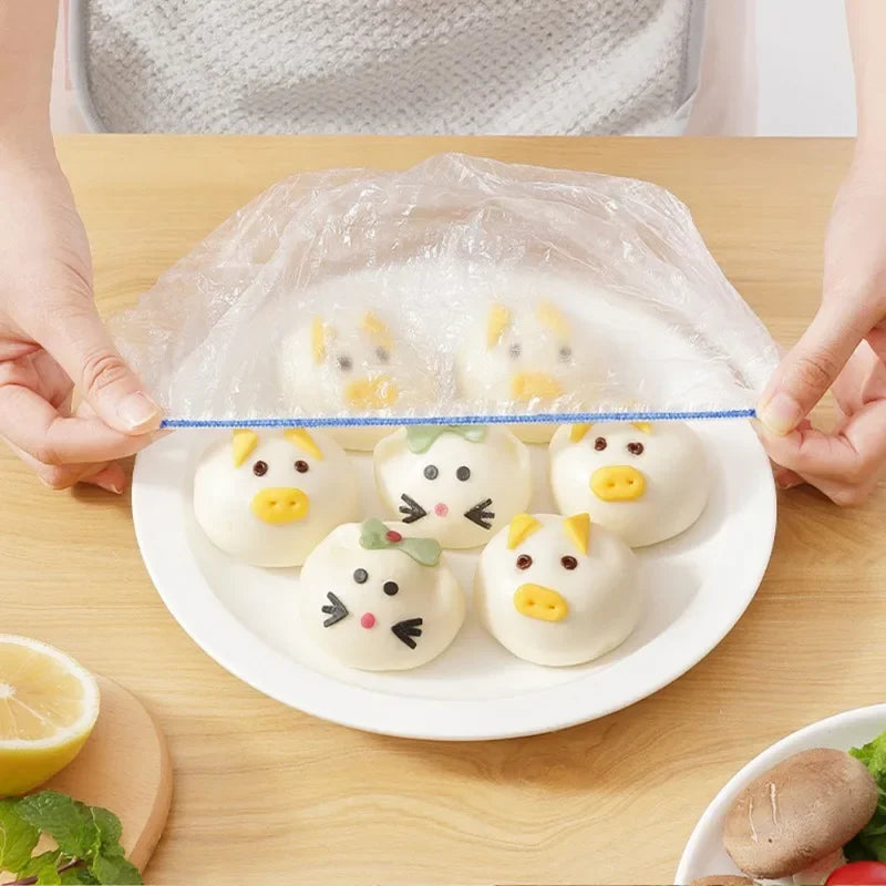 Colorful Disposable Food Cover Elastic Wrap Food Covers Fresh-keeping Lid Plate Kitchen Nylon Colorful Storage Bags
